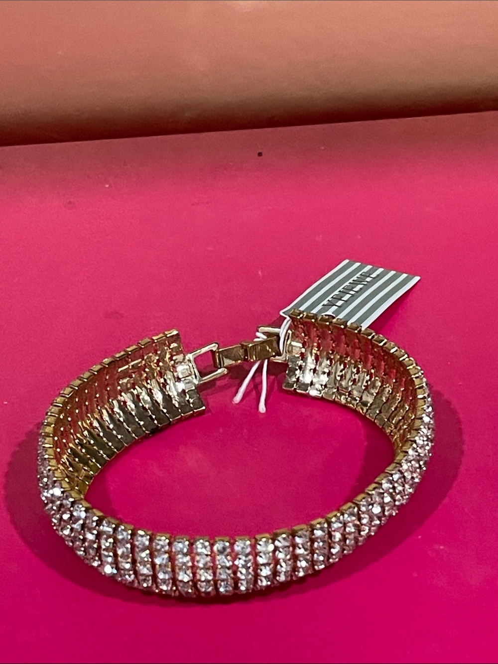 Gold Crystal Pavé Stretch Bracelet - Women's Jewelry